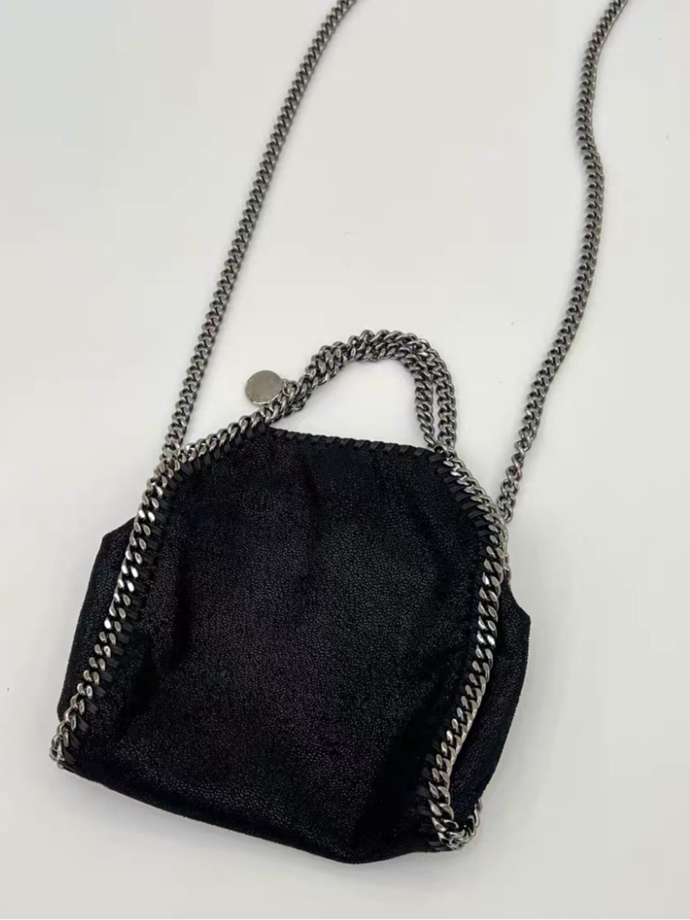 Stella McCartney Black Mini Falabella Crossbody with Gunmetal Chain